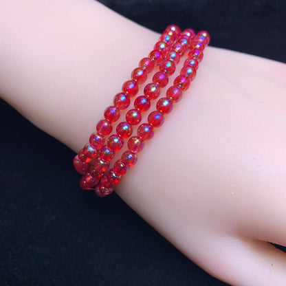 Aura red clear quartz 3circle bracelet 4mm 1pc  (SL1032)