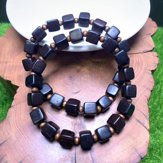 Ebony wood cube bracelet 1pc  (SL1037)