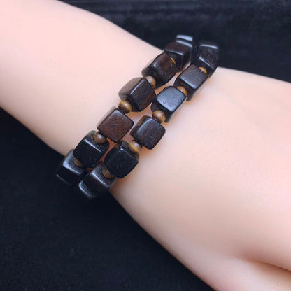 Ebony wood cube bracelet 1pc  (SL1037)