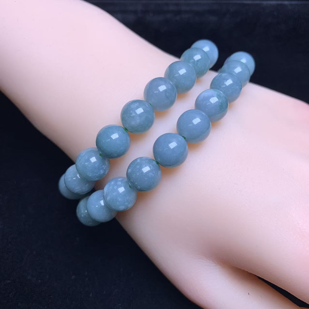 Armband aus blauem Wasser-Jadeit 9mm 1 Stk (SL1044)