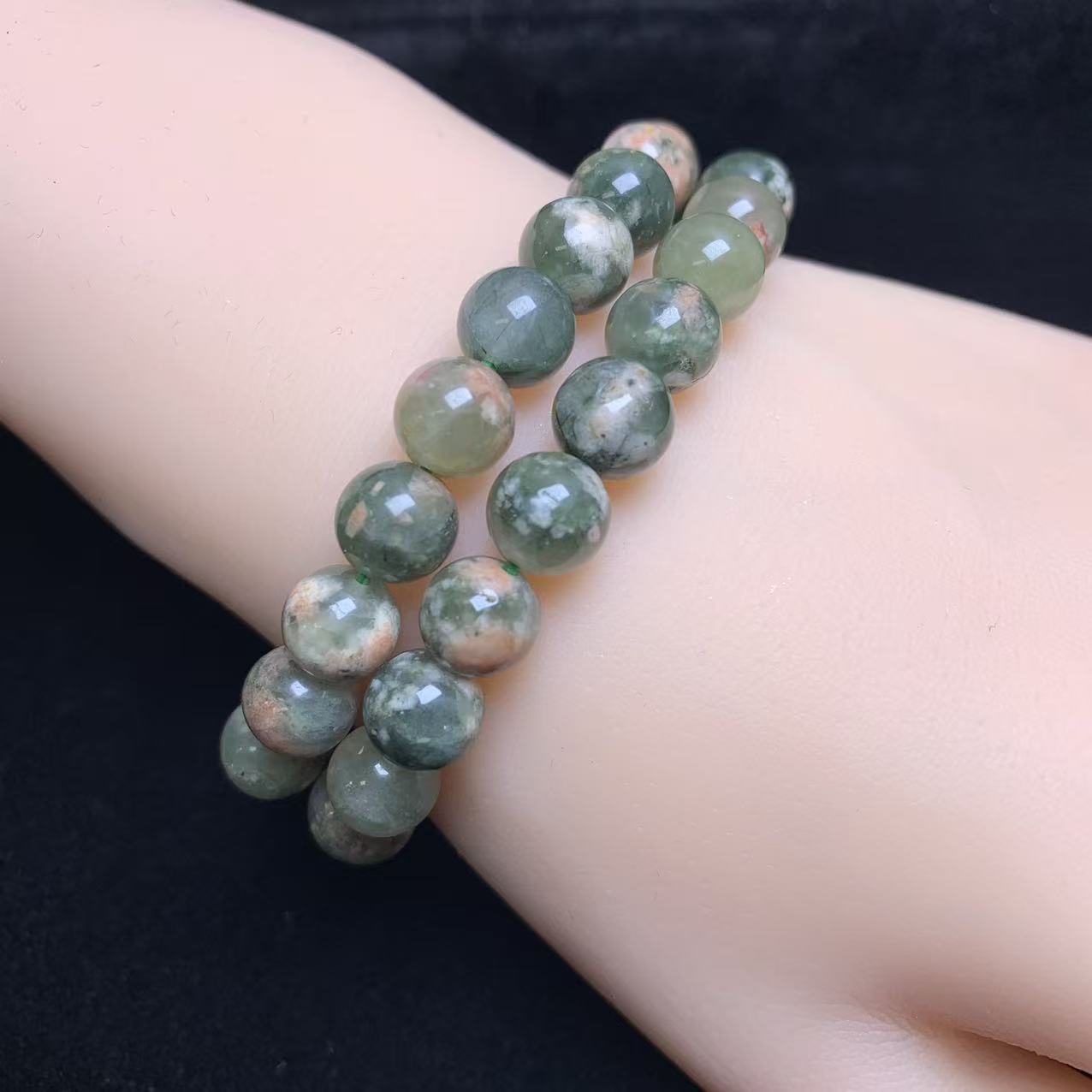 Blütenachat mit grünem Rutil Armband 8mm 1 Stk (SL1042)