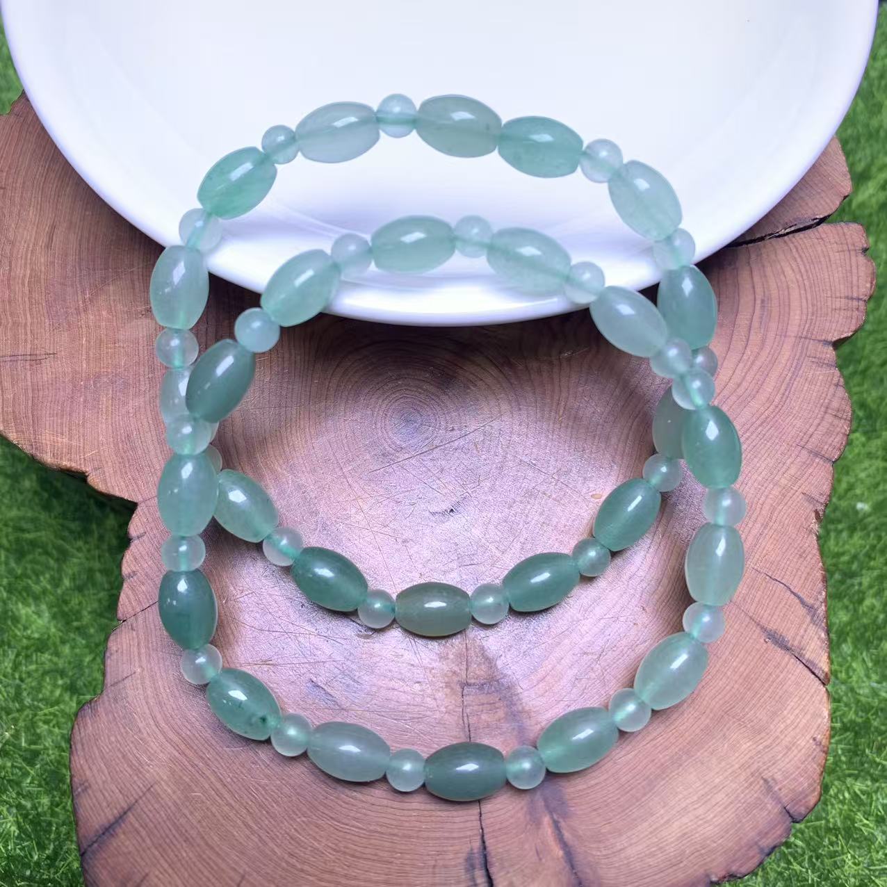 Grüner Aventurin Reisperlen Armband 9*6mm 1 Stk (SL1041)