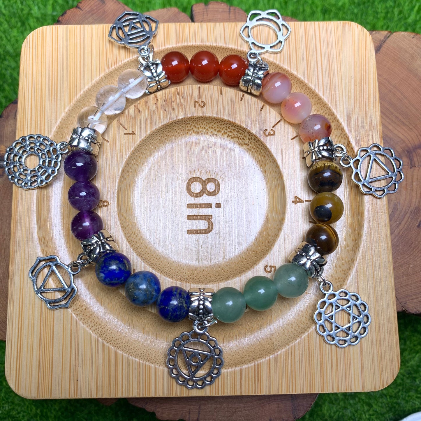 Armband mit sieben Chakren, 8mm, 1 Stück (SL1048)
