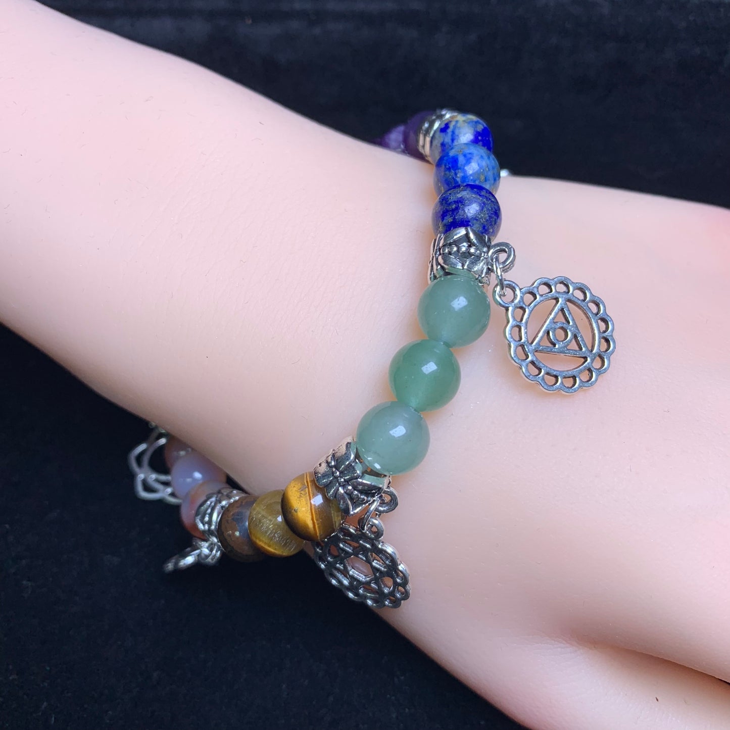 Armband mit sieben Chakren, 8mm, 1 Stück (SL1048)