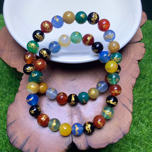 Armband aus Regenbogenachat (gefärbt) 8mm 1St (SL1055)