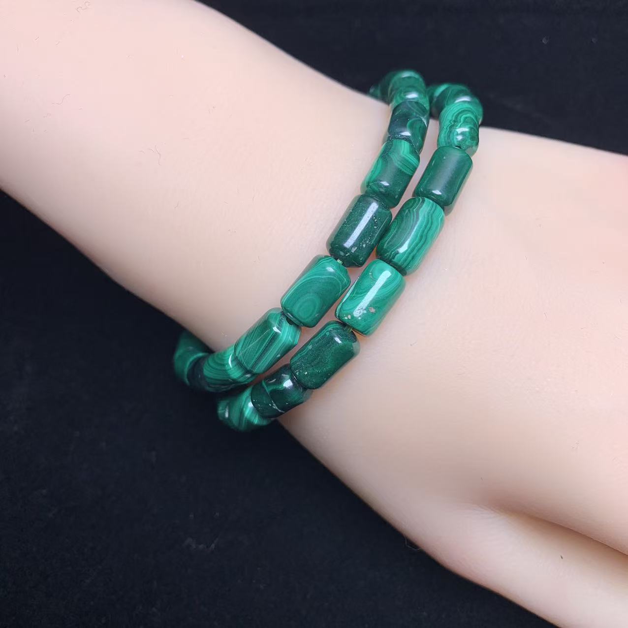 Malachit-Fassperlen-Armband (mit natürlichen Rissen) 6*10mm 1 Stk. (SL1058)