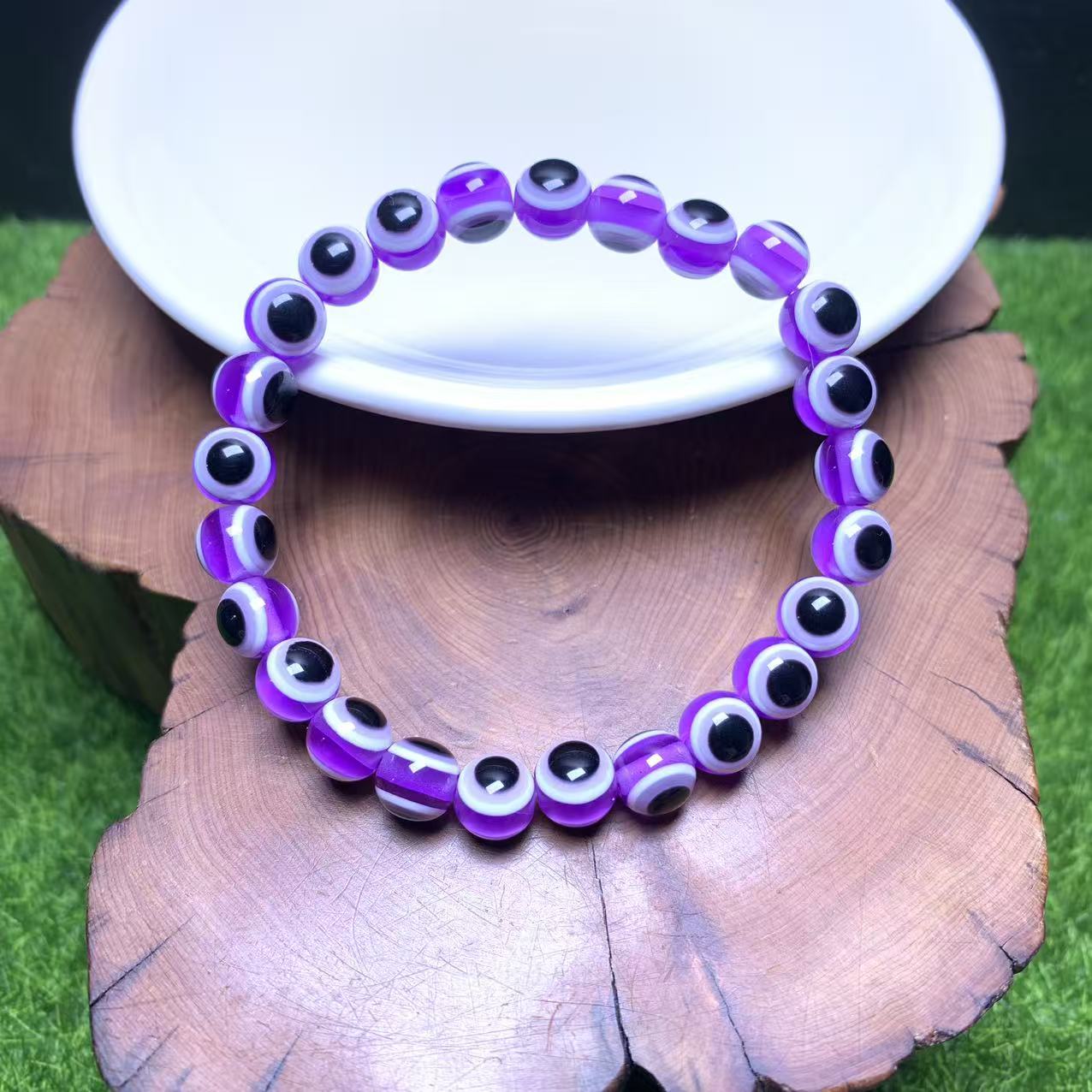 Armband lila Harz Böser Blick (handgemacht) 8mm 1 Stück (SL1074)