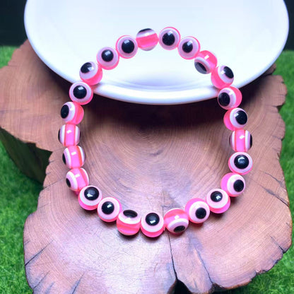 Rosa Harz Armband mit Evil Eye (künstlich) 8mm 1 Stk. (SL1075)