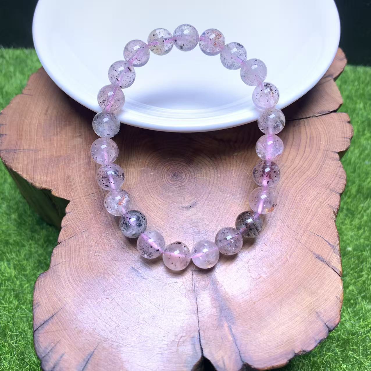 Armband aus schwarz-rosa Glimmer 8mm 1 Stück (SL1083)
