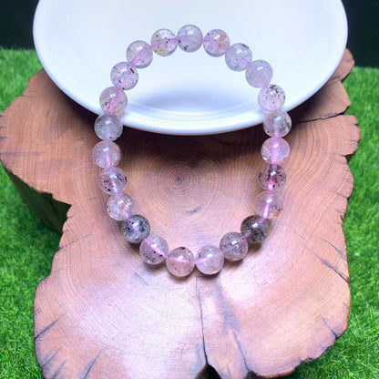 Armband aus schwarz-rosa Glimmer 8mm 1 Stück (SL1083)