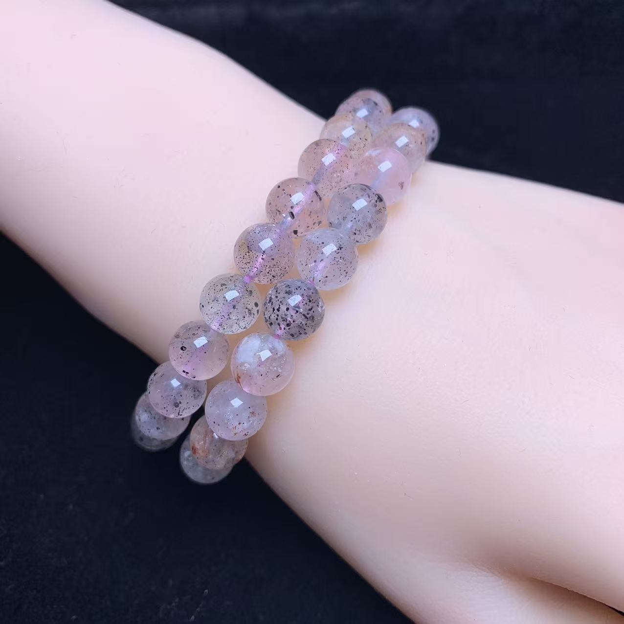 Armband aus schwarz-rosa Glimmer 8mm 1 Stück (SL1083)