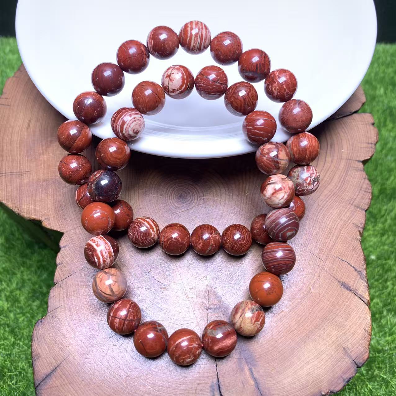 Rotes Serpentin-Jaspis-Armband 8 mm 1 Stück (SL1085)