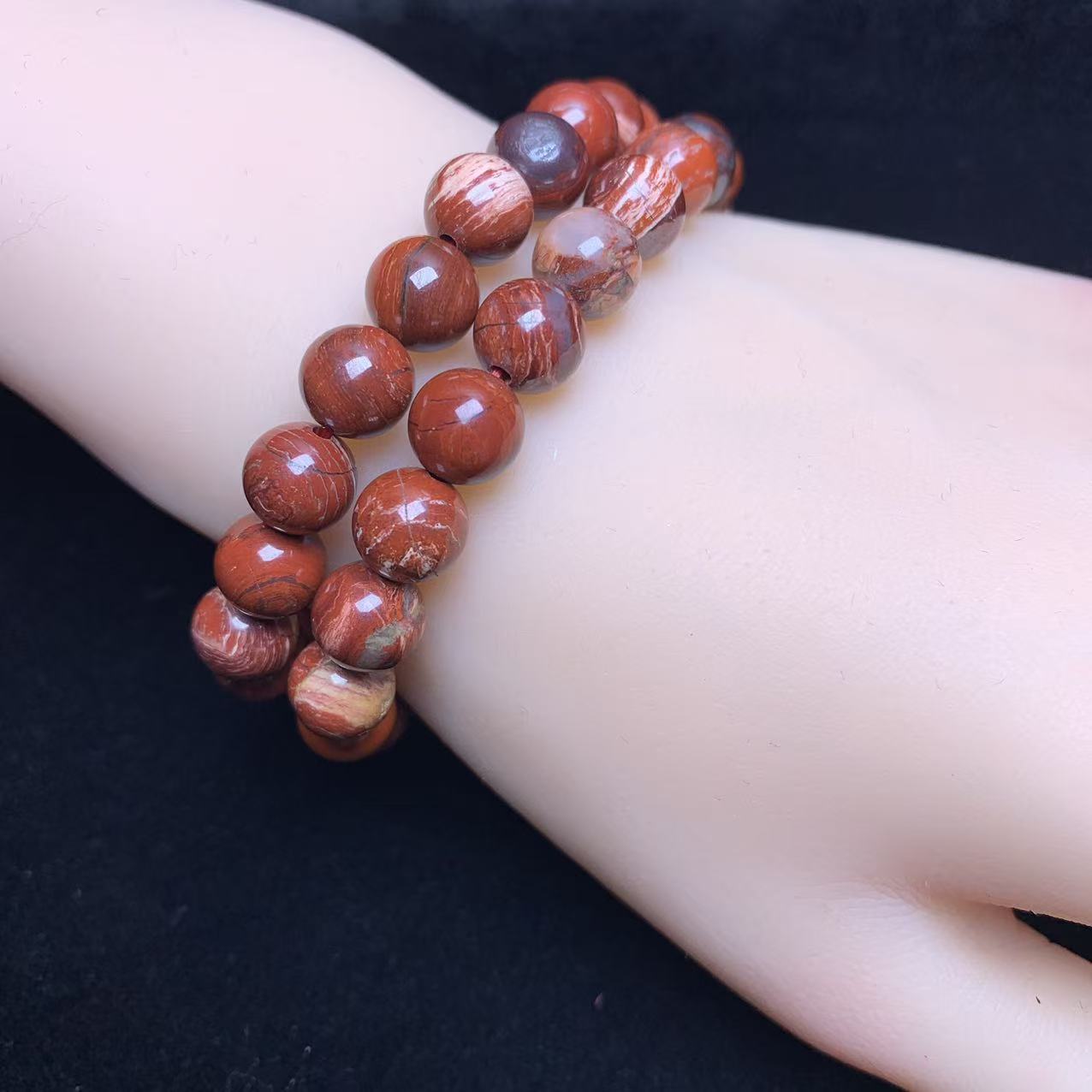 Rotes Serpentin-Jaspis-Armband 8 mm 1 Stück (SL1085)
