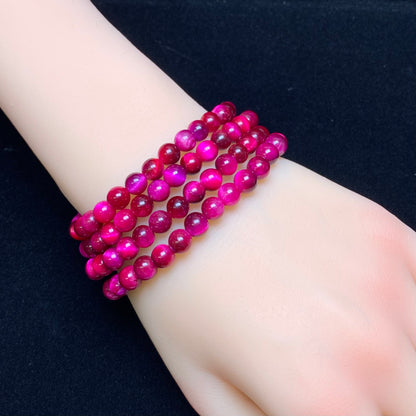Pink rose tiger eye(dyed) bracelet  6MM 1pc(SL927)