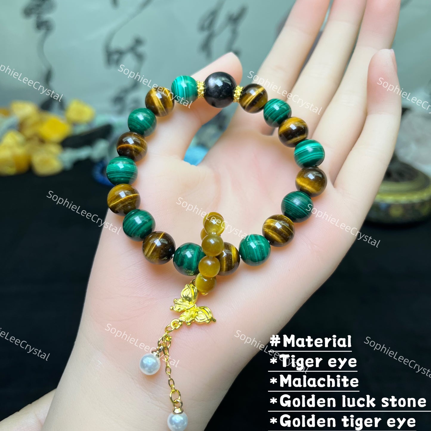 Money Attraction Bracelet with Tiger Eye 10mm Potential Bracelet Power Crystal Bracelet