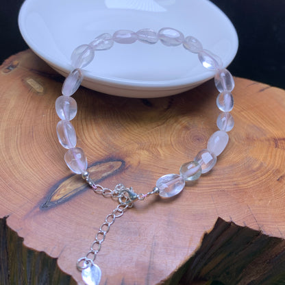 Ice Rose Quartz freeform bracelet 1pc (SL823)