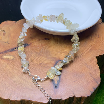 Rutilated quartz chip bracelet 1pc(SL862)