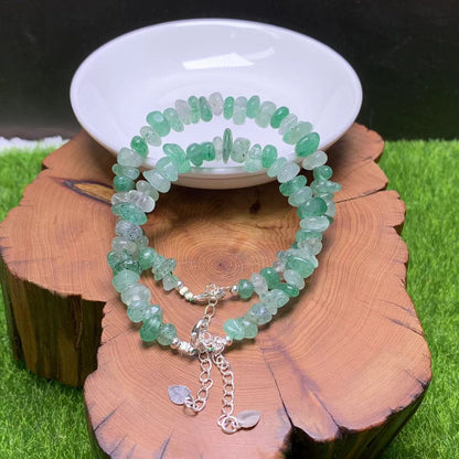 Green Strawberry Quartz chip bracelet 1pc (SL934)