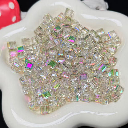 Amorous Golden Pink Cube Glass Beads 7mm (GL 9)