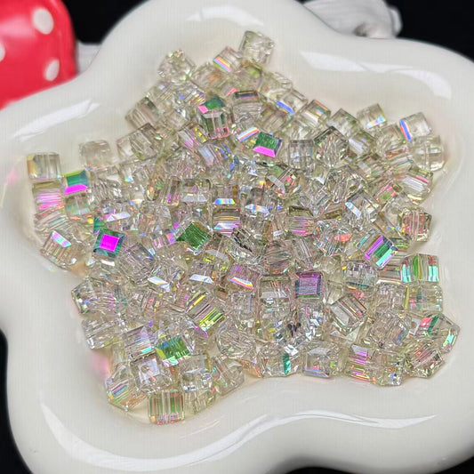 Amorous Golden Pink Cube Glass Beads 7mm (GL 9)