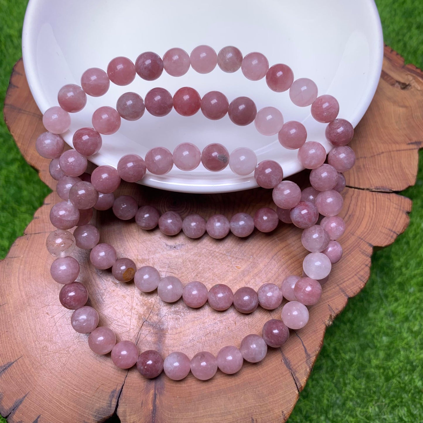 Lavender Skin Pink quartz bracelet 6mm 1pc (SL7)