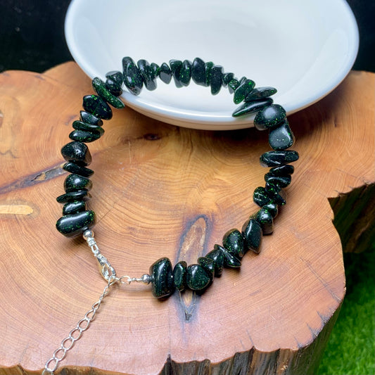 Green sandstone(man-made) chip bracelet 1pc(SL864)