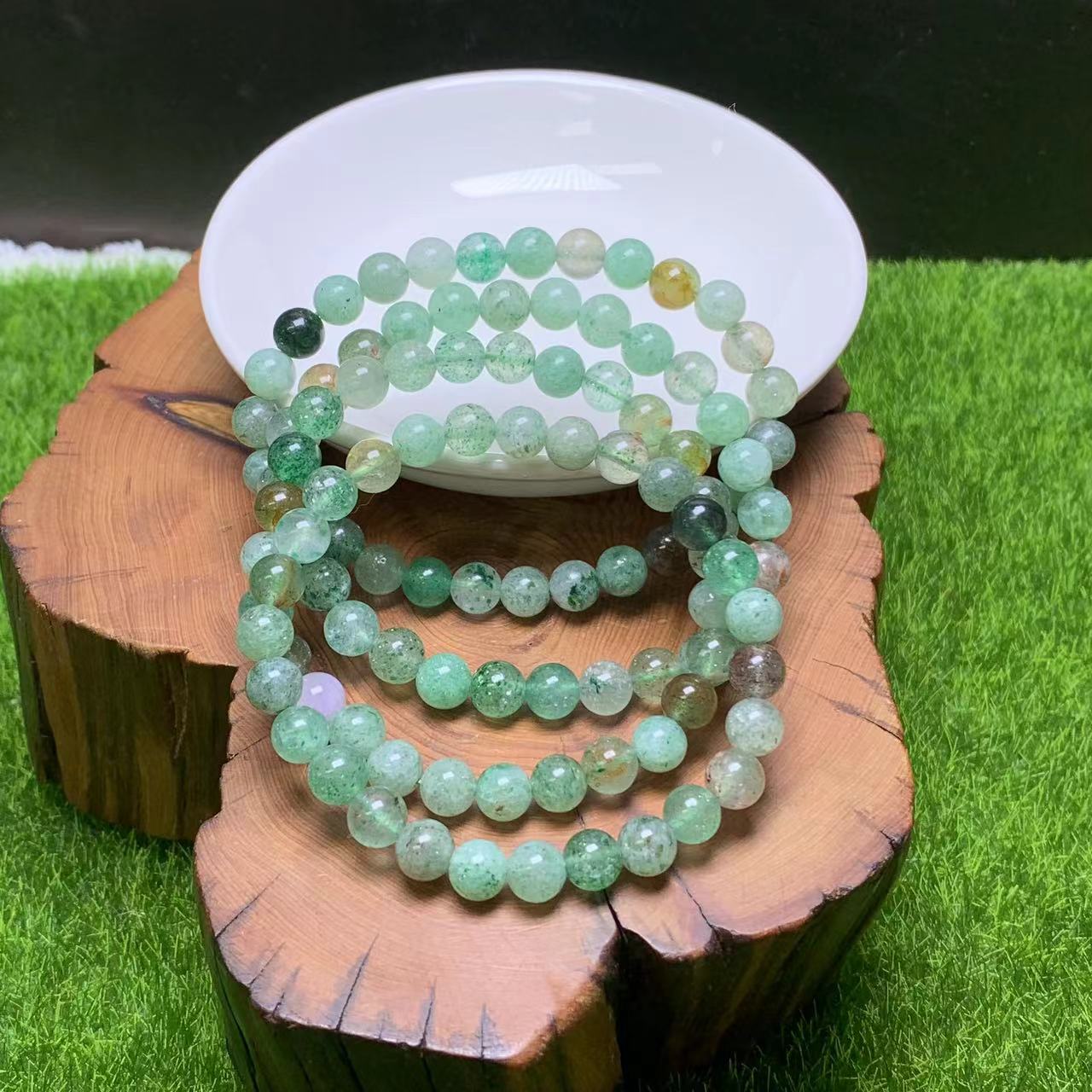 Green Strawberry quartz bracelet 7mm 1pc(SL929）