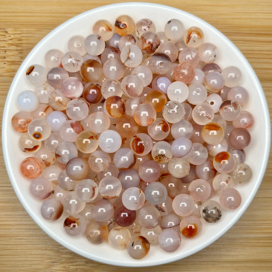 Red flower agate bead 132pcs_ 1 bowl 8mm(AGA37)