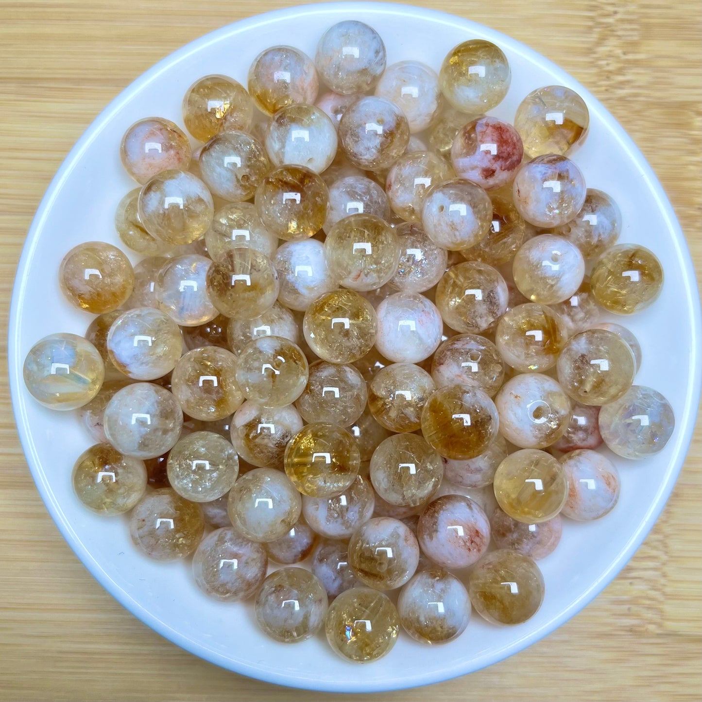 Milky Citrine( heat treated)bead 108pcs_ 1 bowl 10mm（TEN53）