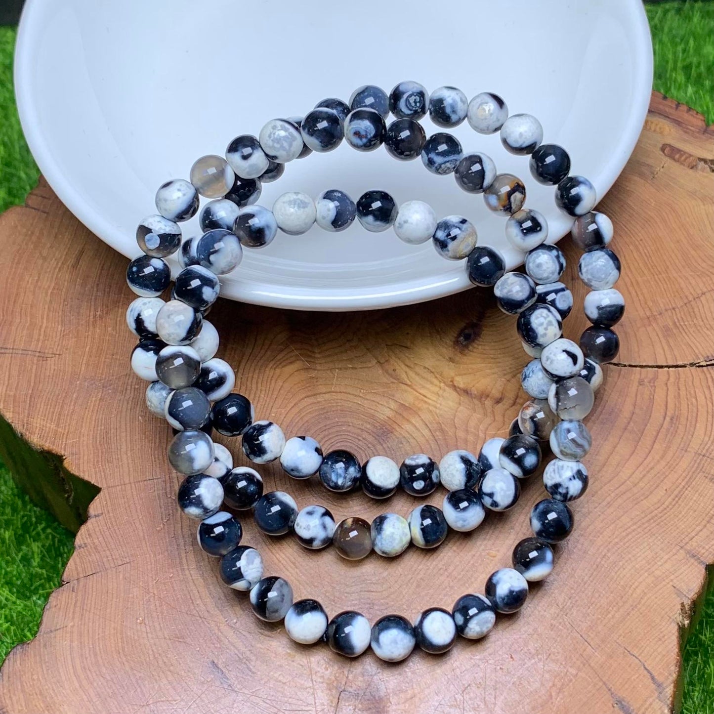 Orca Agate bracelet 6mm 1pc (SL53)