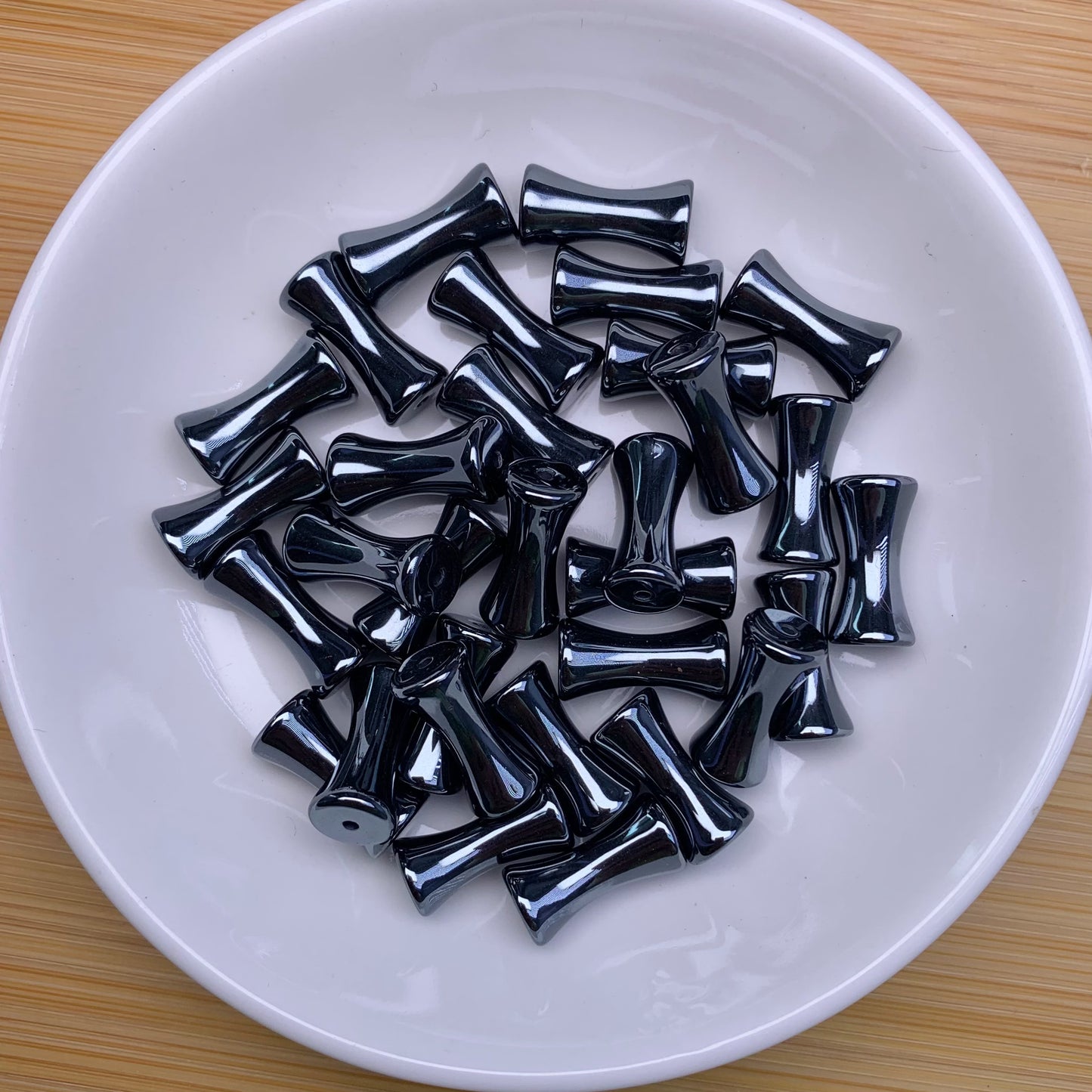 Hematite bamboo joint 8*16MM bead 72pcs_ 1 bowl(HEM19)