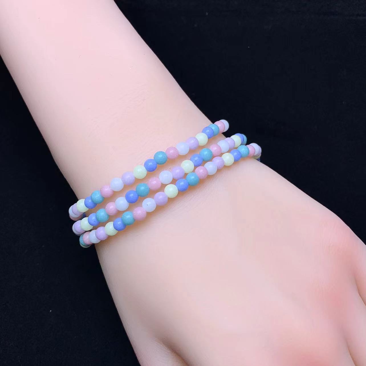 Luminous Jade(man-made) 3 circle bracelet 4mm 1pc(SL788)