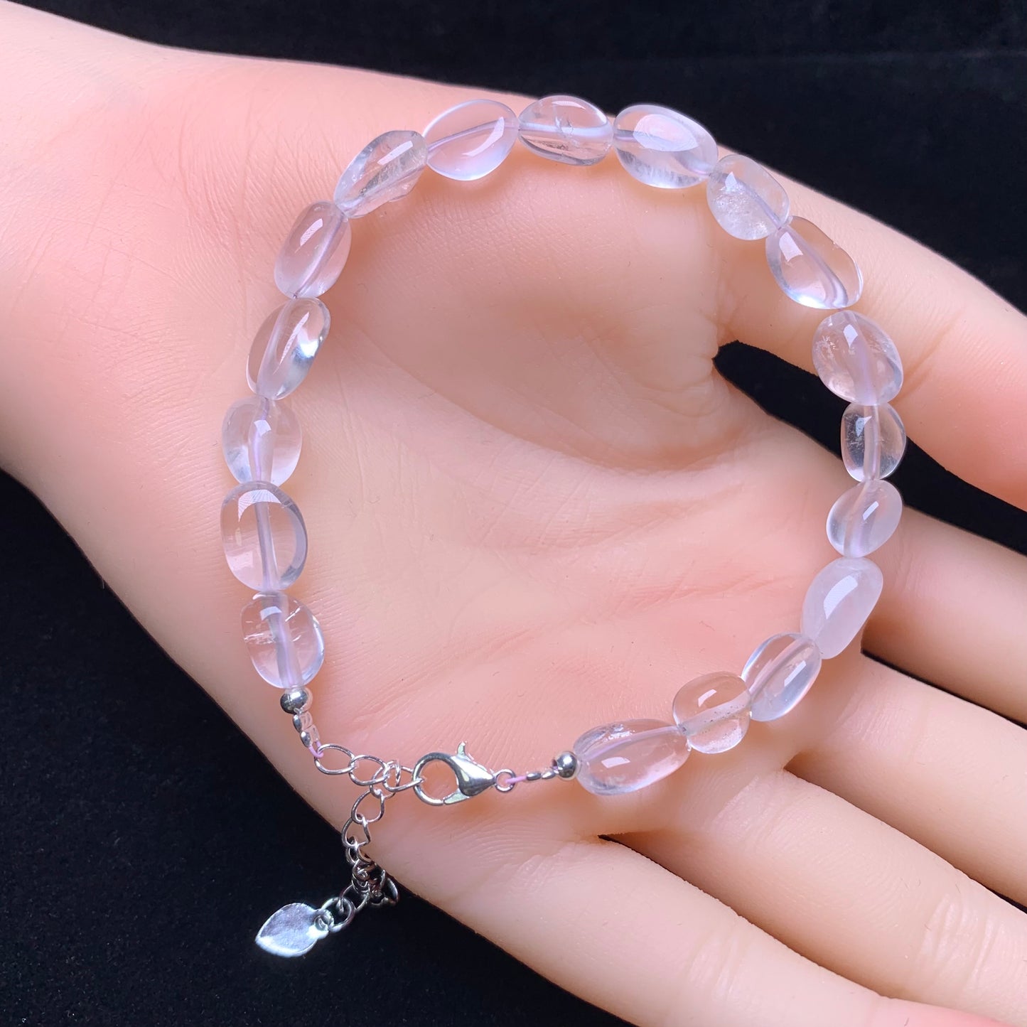 Ice Rose Quartz freeform bracelet 1pc (SL823)