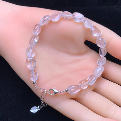 Ice Rose Quartz freeform bracelet 1pc (SL823)