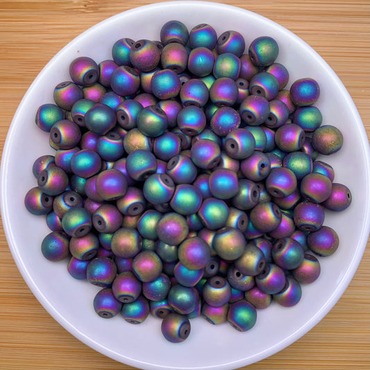 Matt aura hematite bead 132pcs_ 1 bowl 8mm(HEM25)