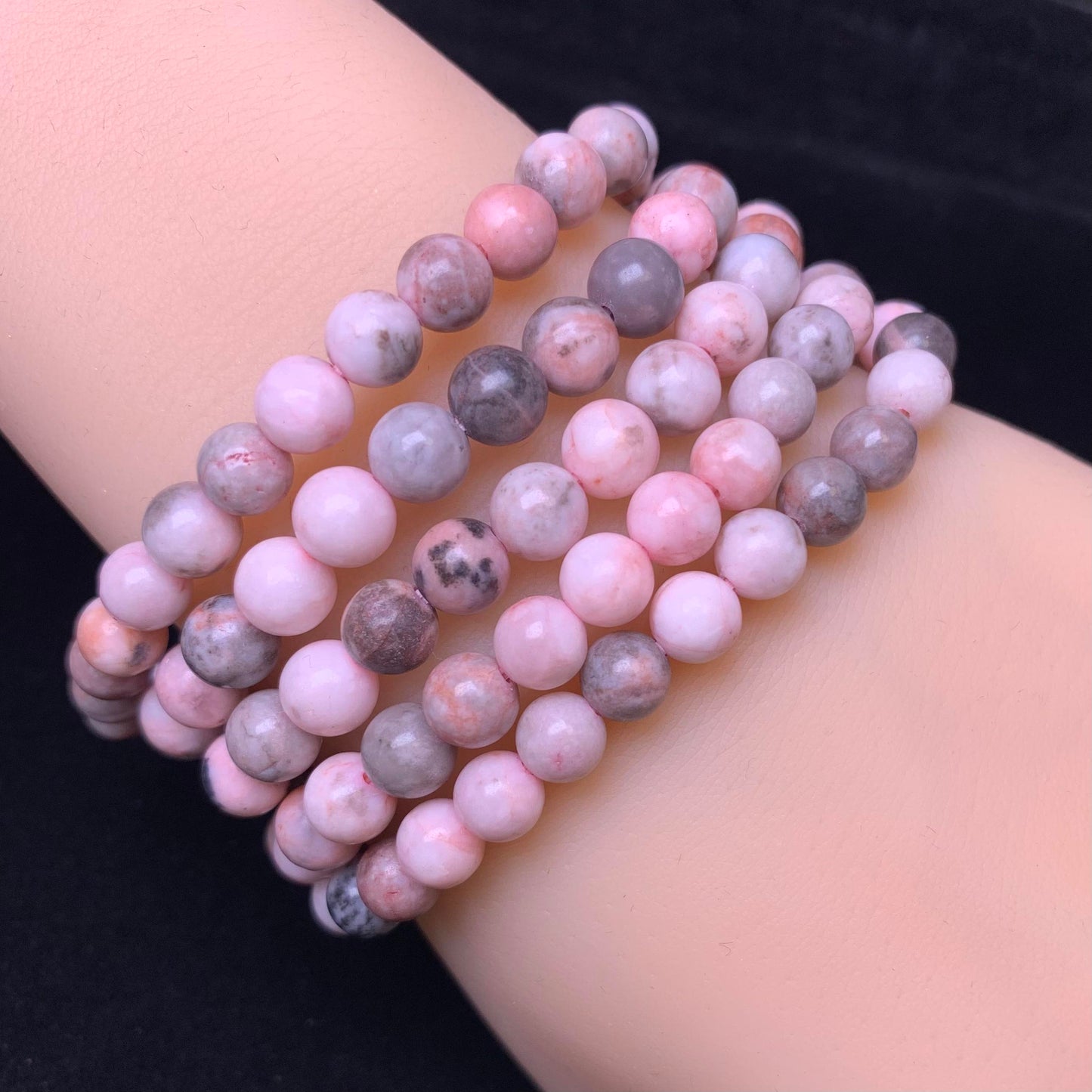 Pink Zebra Jasper（dyed）bracelet 6mm 1pc(SL18)