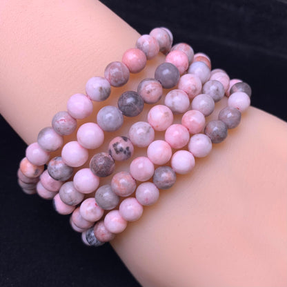 Pink Zebra Jasper（dyed）bracelet 6mm 1pc(SL18)