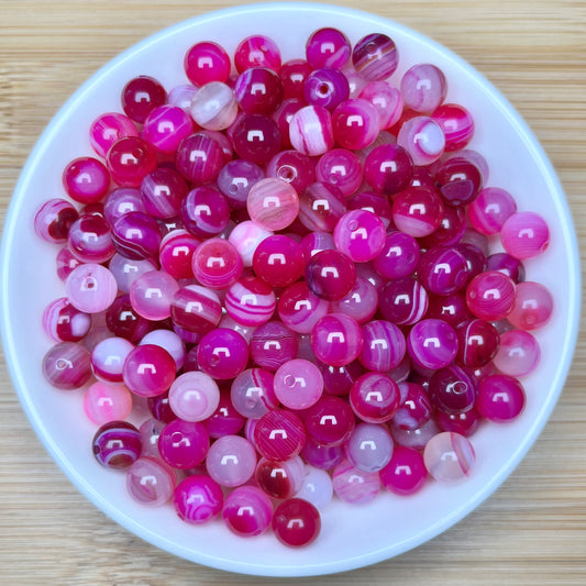 Rose red lace agate (dyed) bead 132pcs_ 1 bowl 8mm (AGA36)