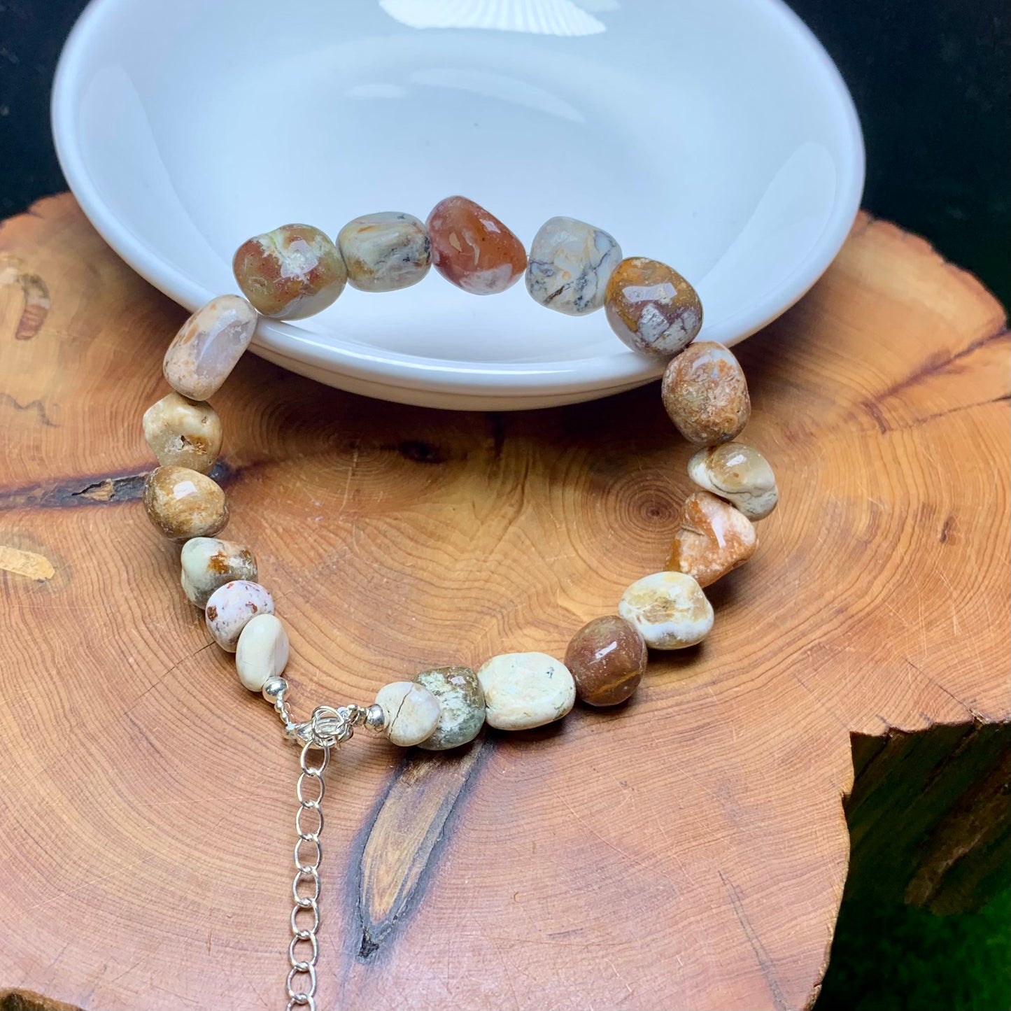 Green opal symbiosis agate freeform bracelet 1pc（SL854）