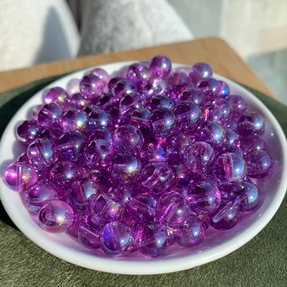 Aura Glass Purple Mermaid Bubble 10MM BOGO 108pcs/bow——BUY 1 GET 1 FREE bead （BOGO104)