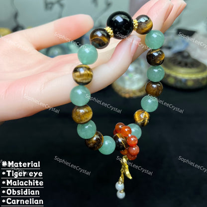 Money Attraction Bracelet with Tiger Eye 10mm Potential Bracelet Power Crystal Bracelet