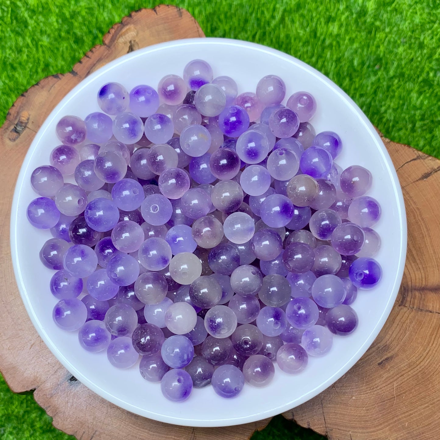 Blue Ice Chalcedony(DYED) BUY 1 GET 1 FREE bead 132pcs_ 8mm 1 bowl（BOGO8）