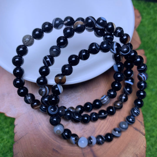 Black evil eye agate bracelet 6mm  1pc(SL6)