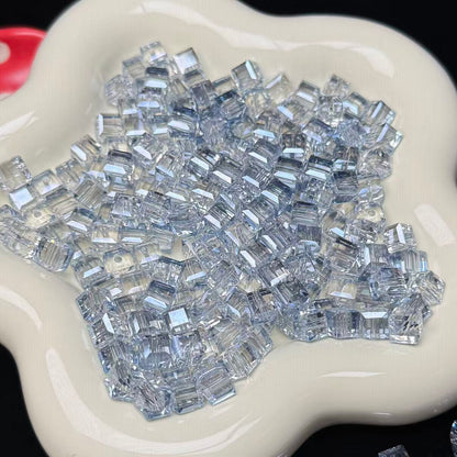 Light Blue Grey Cube Glass Beads 7mm (GL 8)