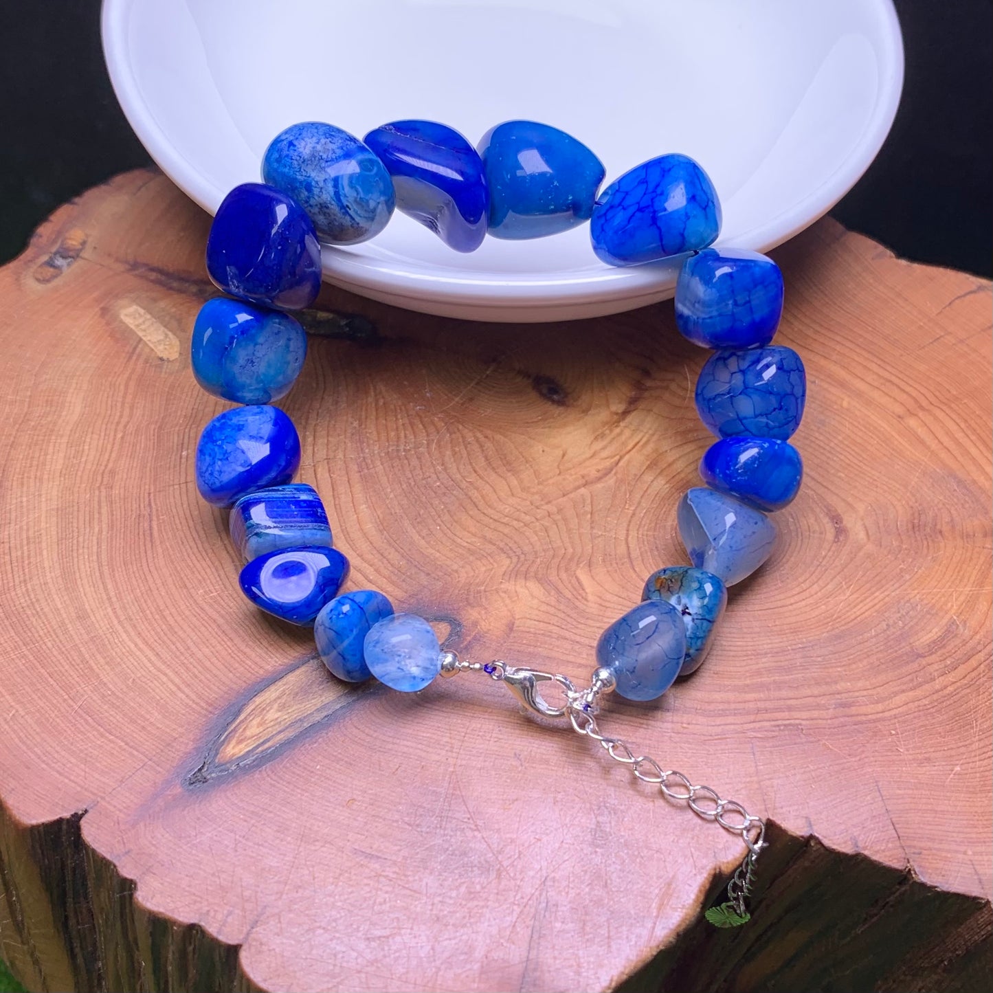 Azure  Agate（dyed）freeform Bracelet 1pc (SL827)