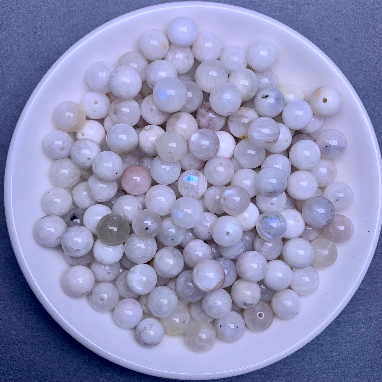 White moonstone bead 132pcs_ 1 bowl 8mm(NAT20)