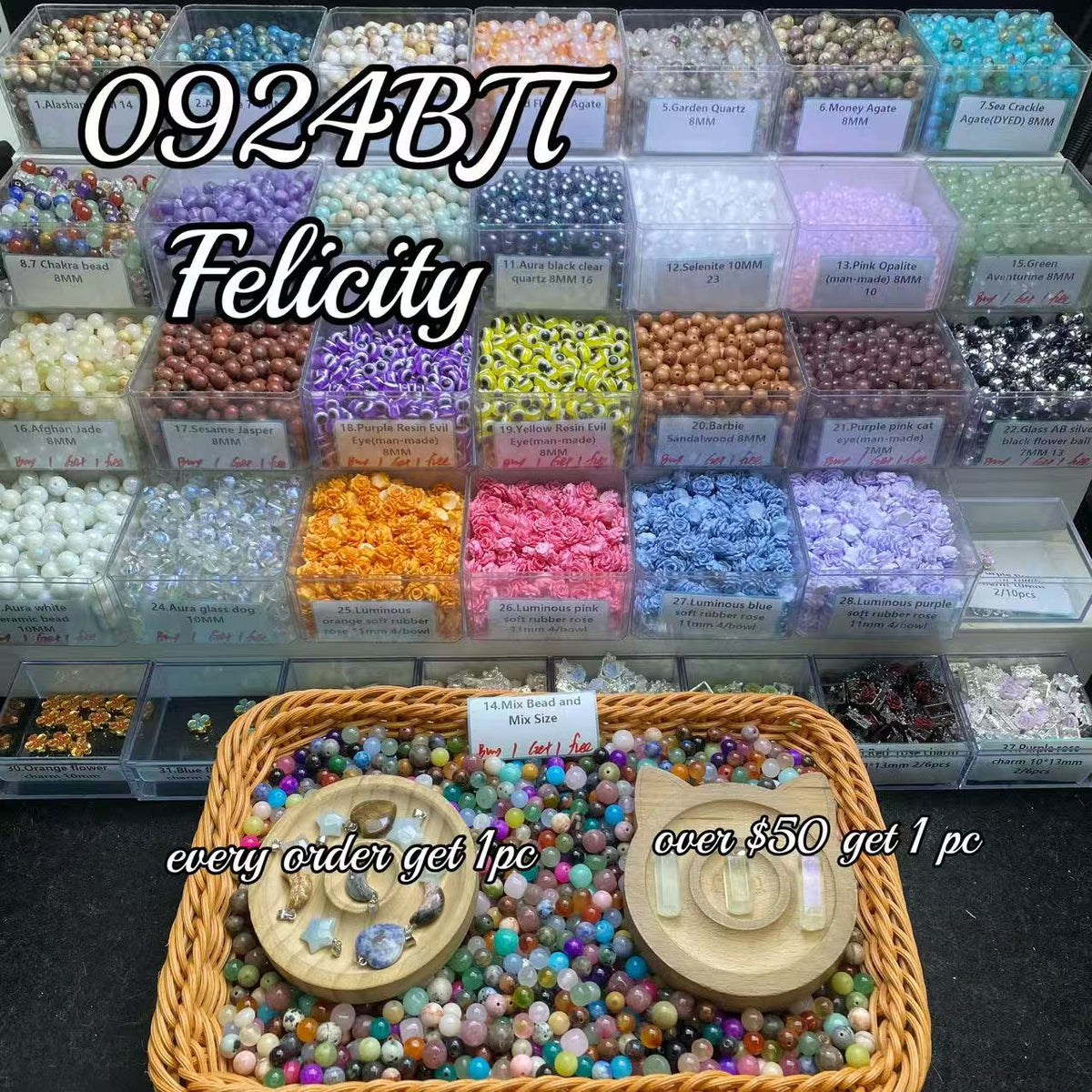 One bowl crystal bead- Felicity-can make 6pcs bracelets 9.24