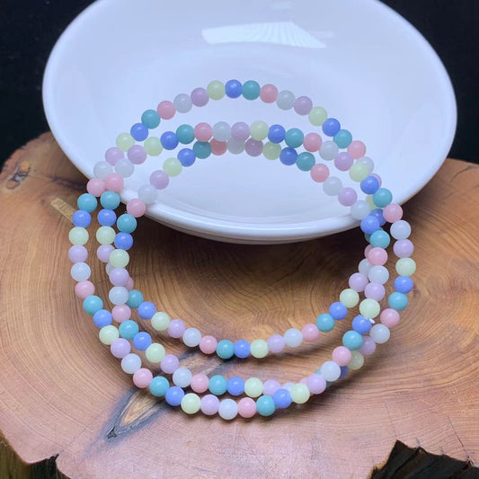 Luminous Jade(man-made) 3 circle bracelet 4mm 1pc(SL788)