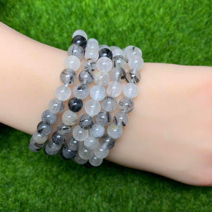 Black Rutile bracelet 7mm 1pc (SL74)