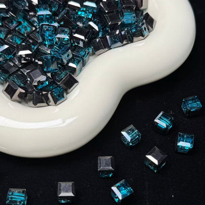 Punk Blue Cube Glass Beads 7mm (GL 10)